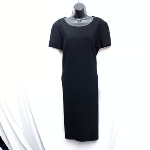 JIL SANDER Short Sleeve Black Wool Dress